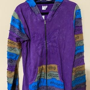 Butterfly Hand Made Zip Up Sweater